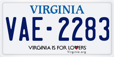 VA license plate VAE2283