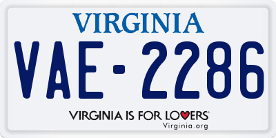 VA license plate VAE2286