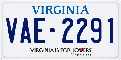 VA license plate VAE2291
