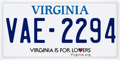 VA license plate VAE2294