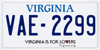 VA license plate VAE2299