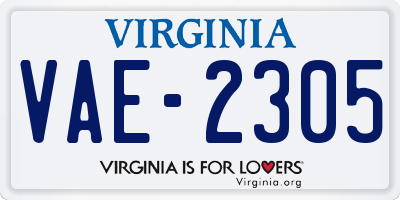 VA license plate VAE2305