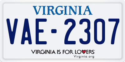 VA license plate VAE2307