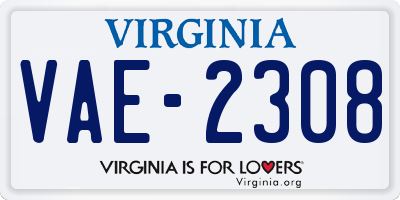 VA license plate VAE2308