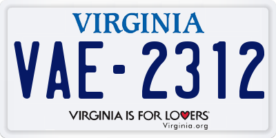 VA license plate VAE2312
