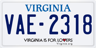 VA license plate VAE2318