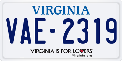 VA license plate VAE2319