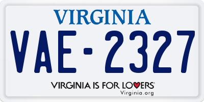 VA license plate VAE2327