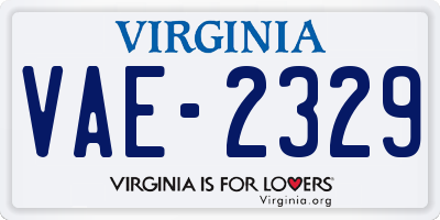 VA license plate VAE2329