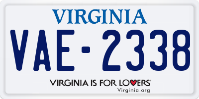 VA license plate VAE2338