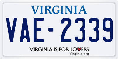 VA license plate VAE2339