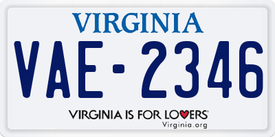 VA license plate VAE2346