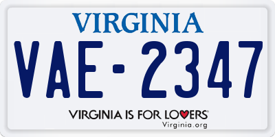 VA license plate VAE2347