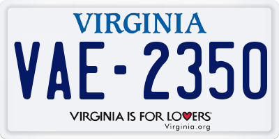 VA license plate VAE2350