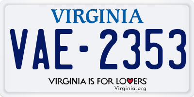 VA license plate VAE2353
