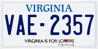 VA license plate VAE2357