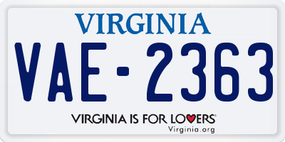VA license plate VAE2363