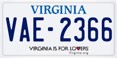 VA license plate VAE2366