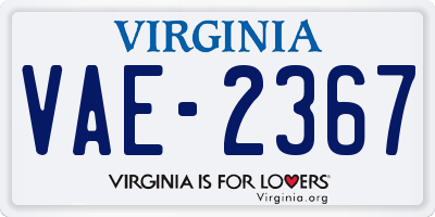 VA license plate VAE2367