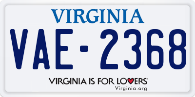 VA license plate VAE2368