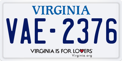 VA license plate VAE2376