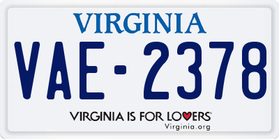 VA license plate VAE2378