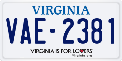 VA license plate VAE2381