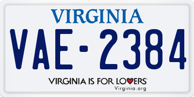 VA license plate VAE2384