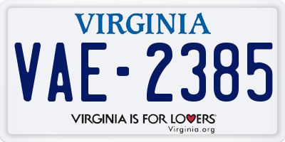 VA license plate VAE2385