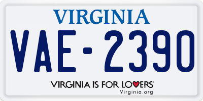 VA license plate VAE2390