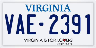 VA license plate VAE2391