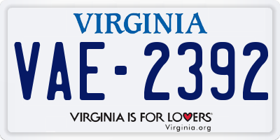 VA license plate VAE2392