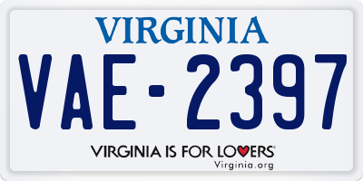 VA license plate VAE2397