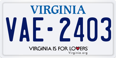 VA license plate VAE2403