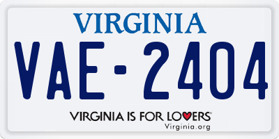 VA license plate VAE2404