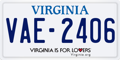 VA license plate VAE2406