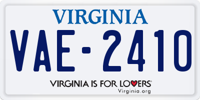 VA license plate VAE2410