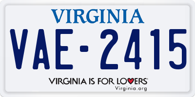 VA license plate VAE2415
