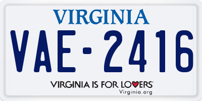 VA license plate VAE2416