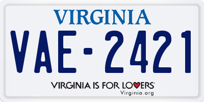 VA license plate VAE2421