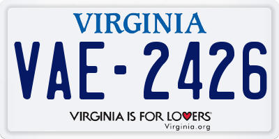 VA license plate VAE2426