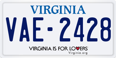 VA license plate VAE2428