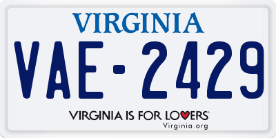 VA license plate VAE2429