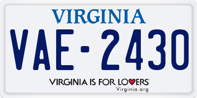 VA license plate VAE2430