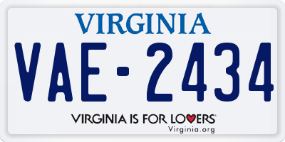 VA license plate VAE2434