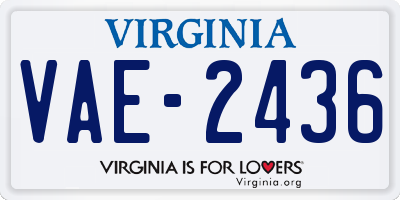 VA license plate VAE2436