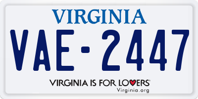 VA license plate VAE2447