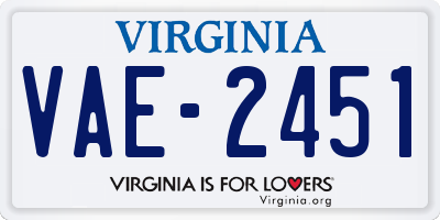 VA license plate VAE2451