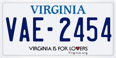 VA license plate VAE2454