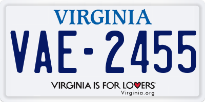 VA license plate VAE2455